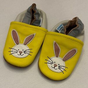 Leather Yellow Bunny Baby Shoes